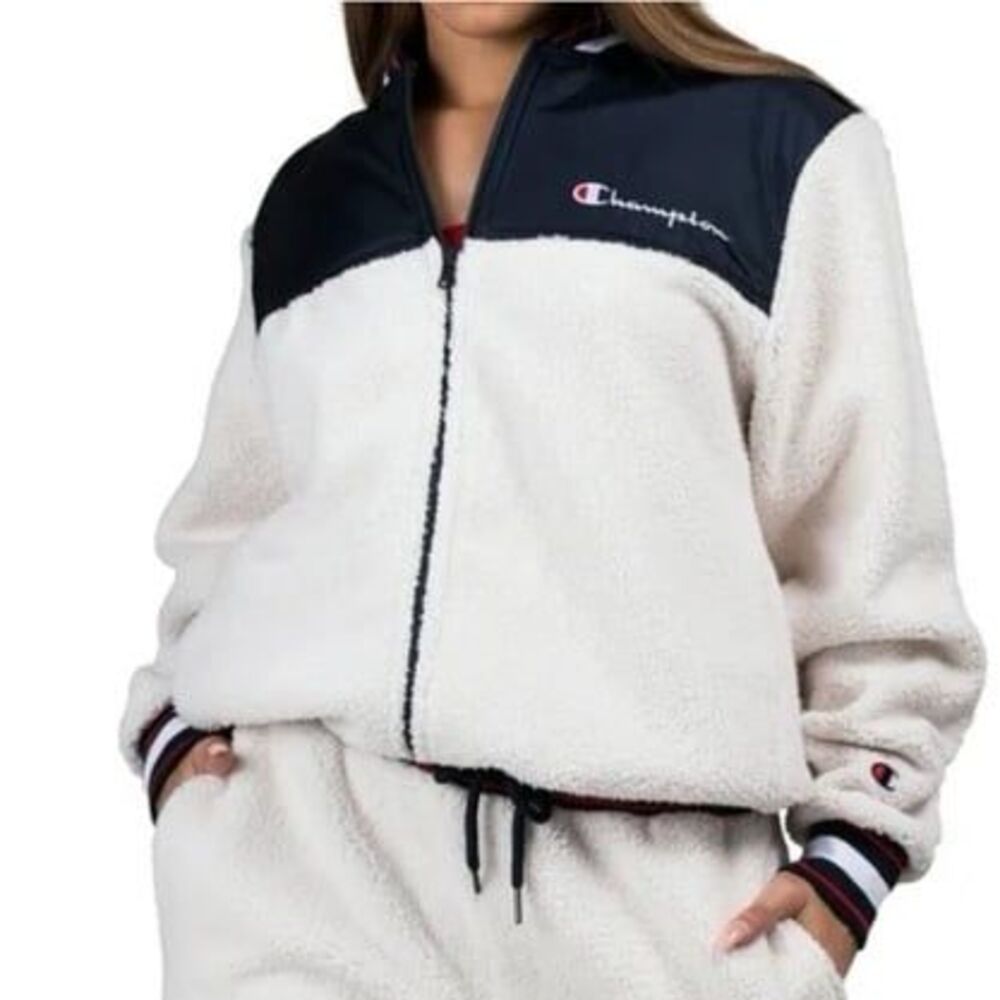 Champion Sherpa fleece varsity stripe detail jacket